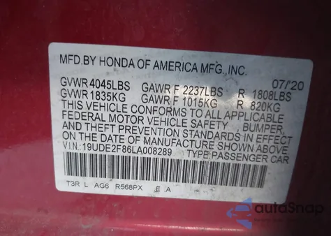 2020 Acura Ilx Premium A-Spec Packages/Technology A-Spec Packages из США, поврежденный, VIN 19UDE2F86LA008289